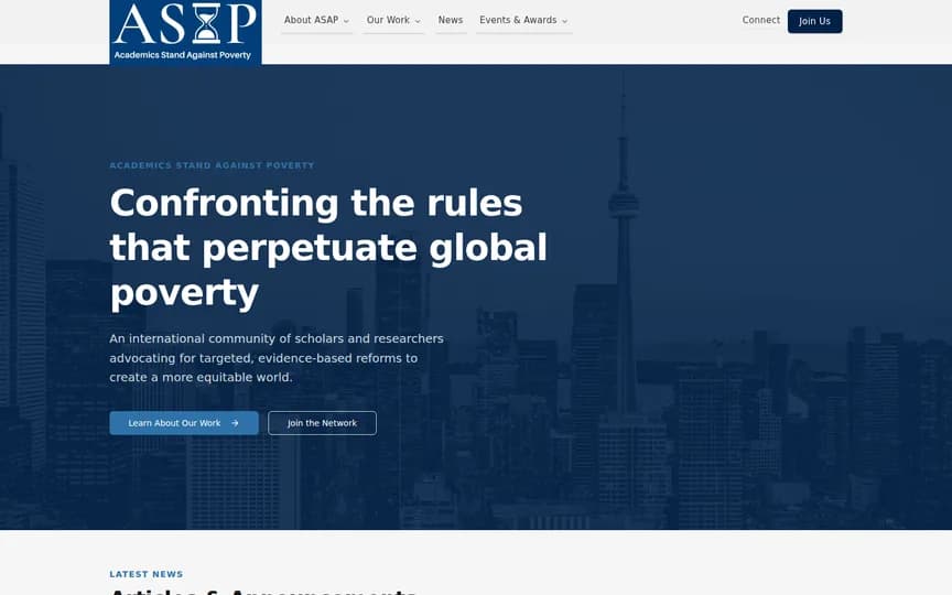 Live ASAP homepage captured in April 2026 after the redesign and CMS migration.