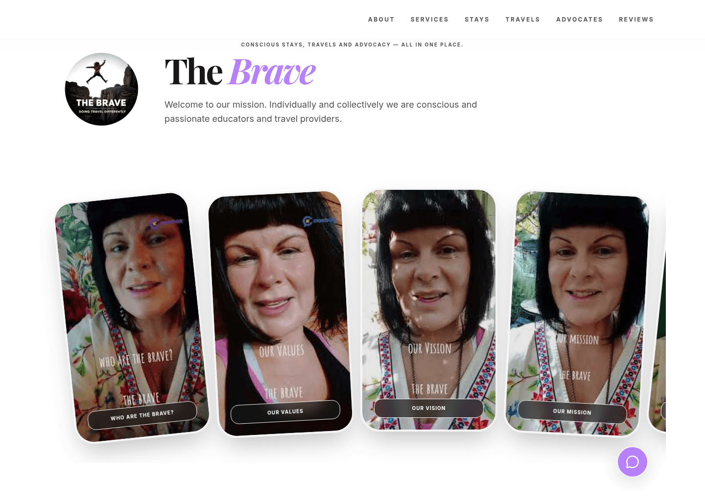 The Brave homepage presenting the brand and travel offer.
